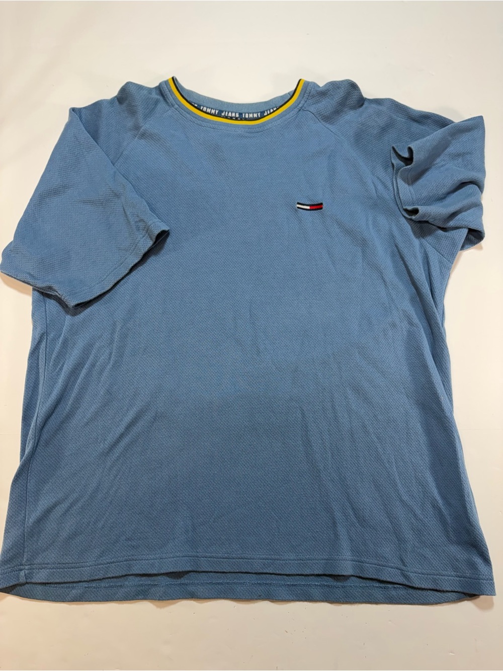 Tommy Jeans Vintage 90s Slate Blue Ribbed Raglan Ringer T-Shirt Size XL